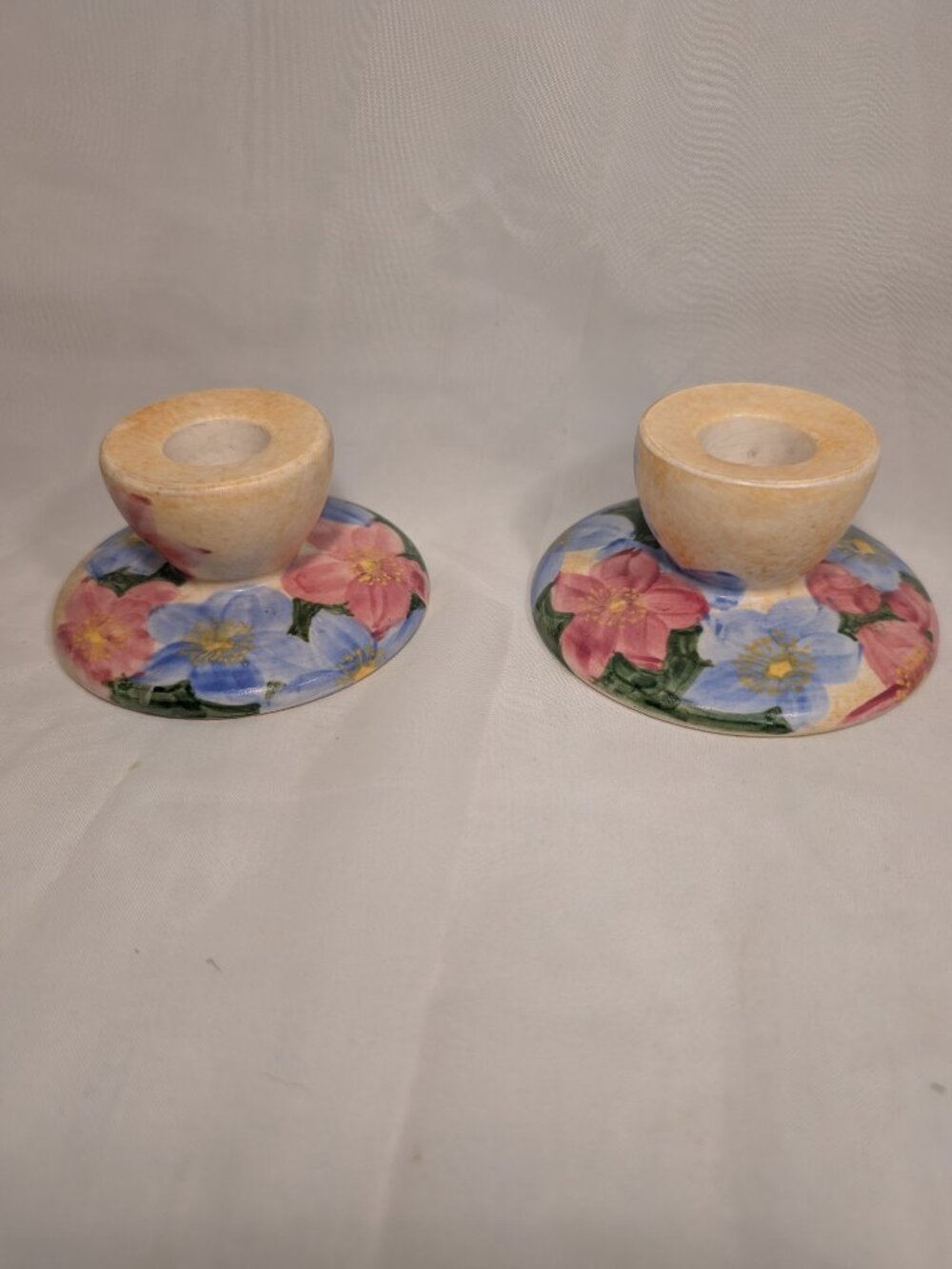 RADFORD Hand Painted Candlesticks        Beautiful Florals - Picture 3 of 9